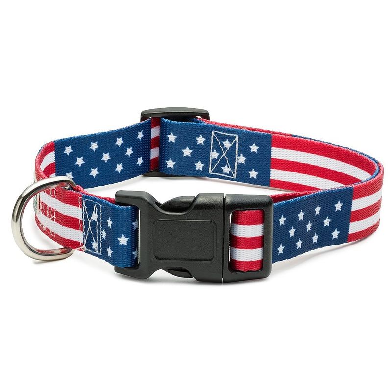 Multifuction Custom Nylon Dog Collars Sturdy Polyester Webbing American Flag Pattern